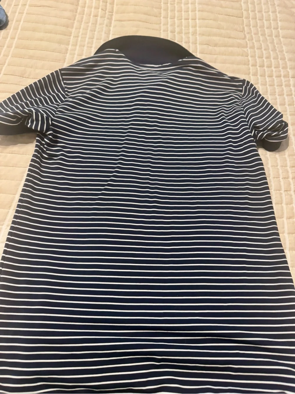 Ralph Lauren Navy & White Striped Polo with Red Pony